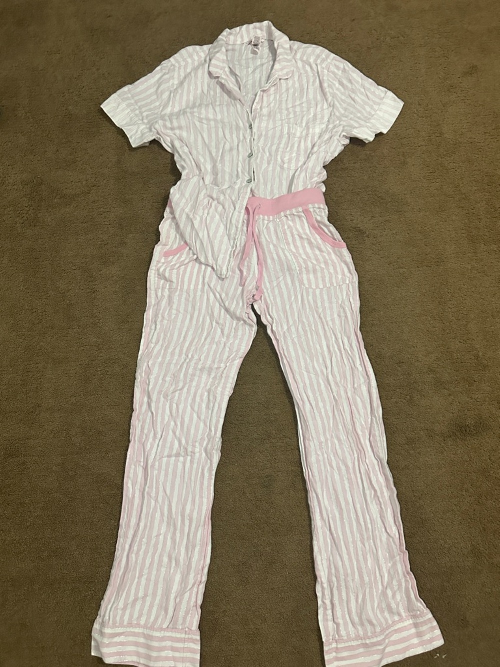 Victoria's Secret Pink and White Striped Pajama Bottoms